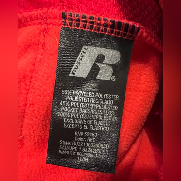 NWT❤️Russell Athletic Kids Red Joggers with Black Accents Tech Fleece Pants - Picture 2 of 11